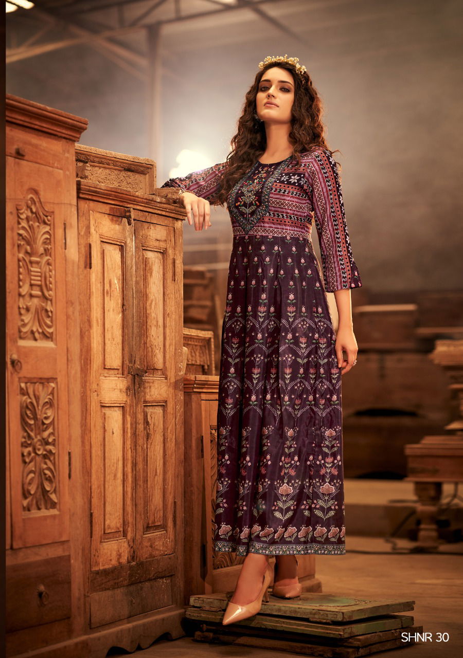 Shichi Noor Collection Exclusive Festive Wear Digital Print Anarkali Kurti Collection